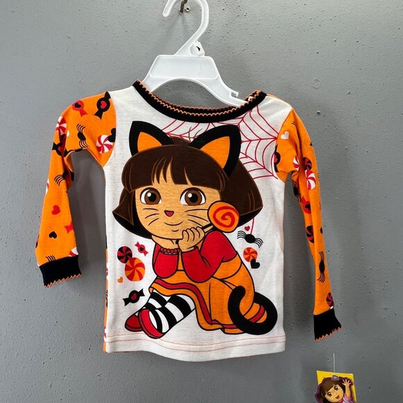 Nickelodeon Dora the Explorer Pajamas Halloween Set 12 Months Orange 2 pc NWT - Picture 2 of 7